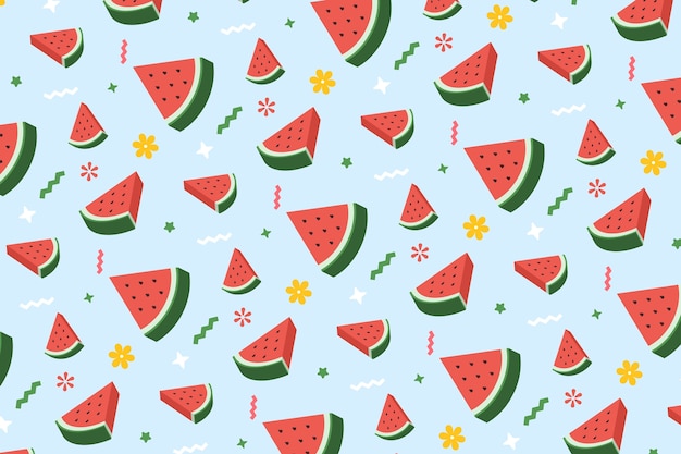 Flat fruit and flower pattern set