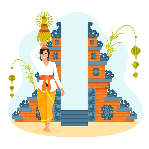 Flat galungan celebration illustration