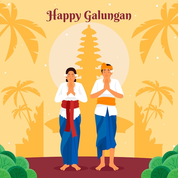 Flat galungan celebration illustration