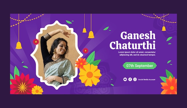 Vector flat ganesh chaturthi banner template