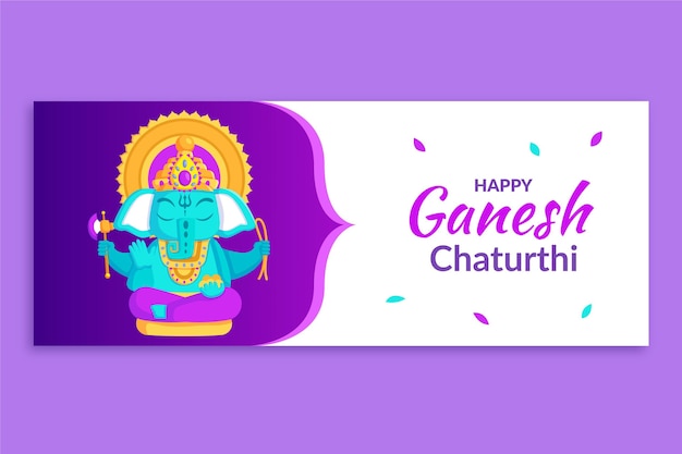 Vector flat ganesh chaturthi banner