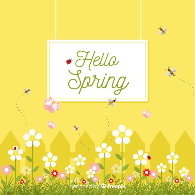 Flat garden spring background