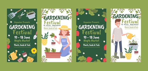 Flat gardening instagram stories collection