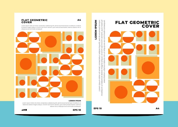 Flat geometric covers for annual report flyer book cover template layout in a4 size