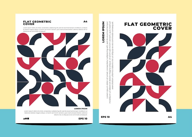 Flat geometric covers for annual report flyer book cover template layout in a4 size