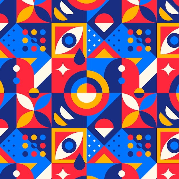 Flat geometric mosaic pattern design