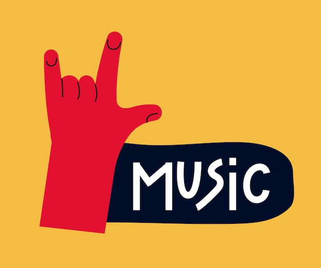 Flat gesture Horns , that rocks. Music sticker doodle or sketch. punk and music genre