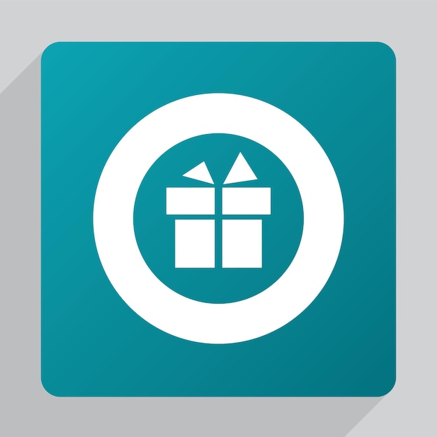 Flat gift icon, white on green background