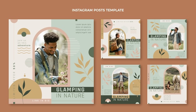 Flat glamping instagram posts collection