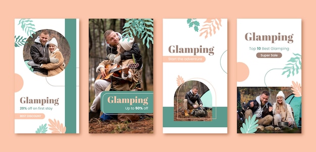 Flat glamping instagram stories collection