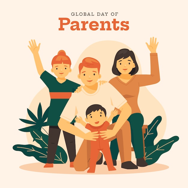 Flat global day of parents illustration