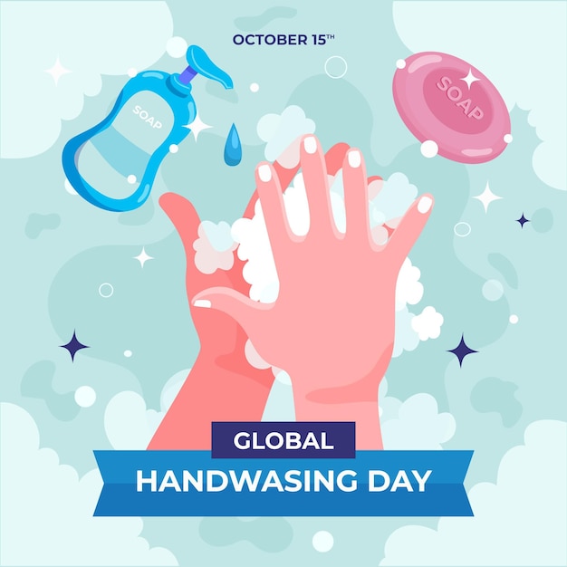 Flat global handwashing day illustration