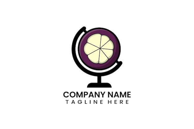 Flat globe travel mangosteen logo icon template