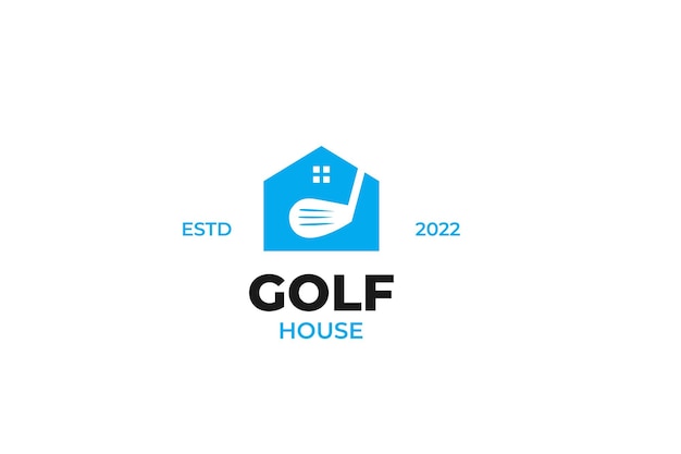 Flat golf stick house logo icon vector illustration idea