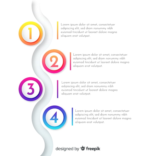 Flat gradient infographic with steps