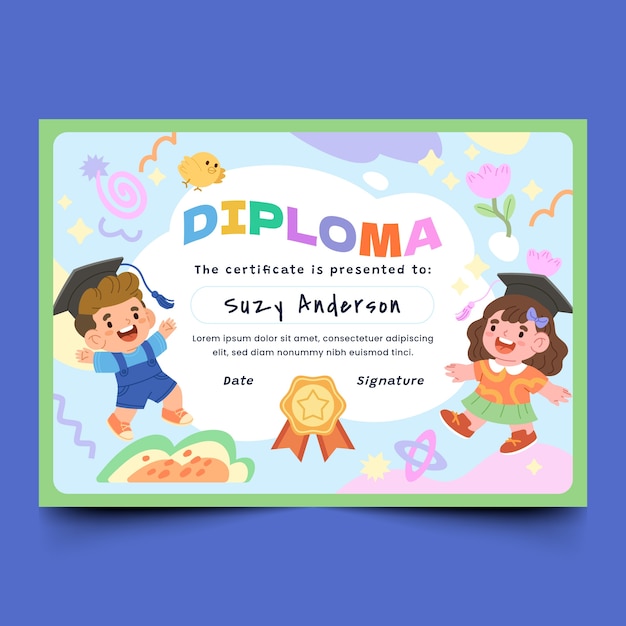 Flat graduation diploma template