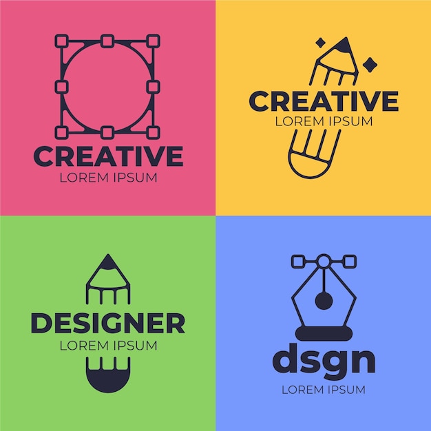 Vector flat graphic designer logo collection