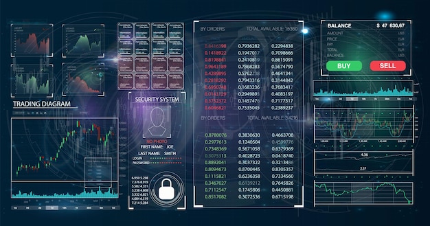 Flat green hud trading or pattern Stock exchange trading banner Business chart forex banner Stock