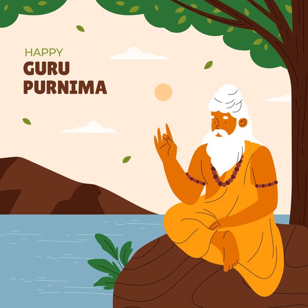 Vector flat guru purnima illustration