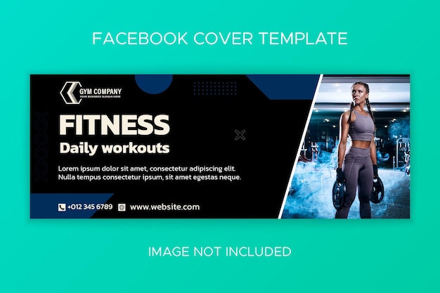 Flat gym and fitness social media Facebook Cover template