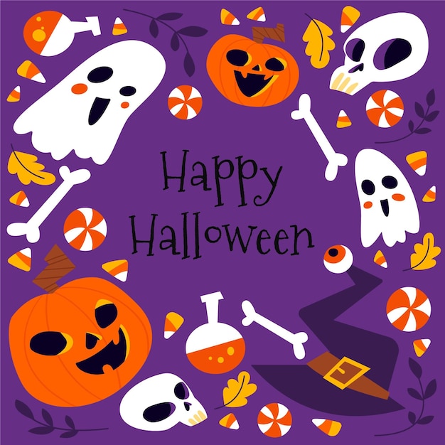 Flat halloween background