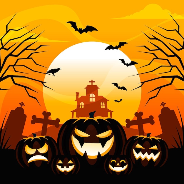 Flat halloween background