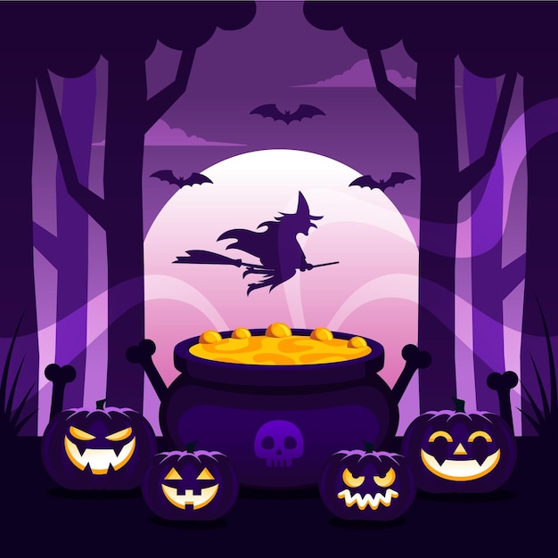 Flat halloween background