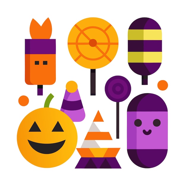 Flat Halloween Candy Vector Collection