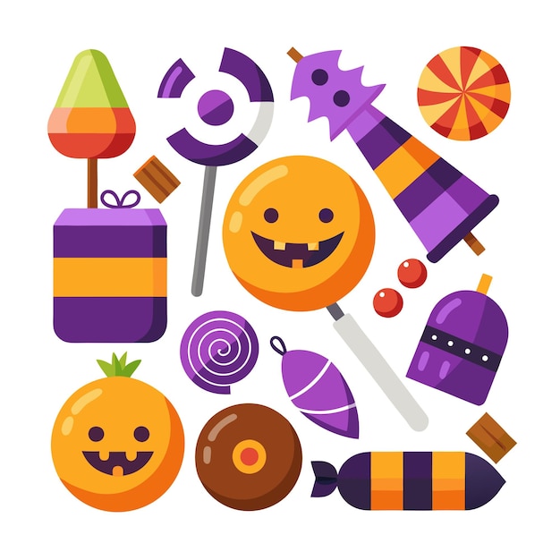 Flat Halloween Candy Vector Collection