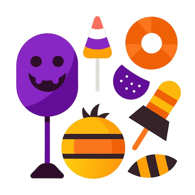 Flat Halloween Candy Vector Collection