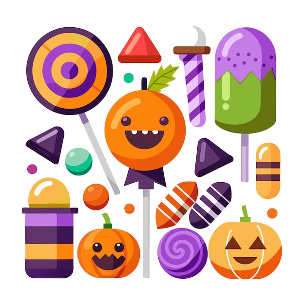 Flat Halloween Candy Vector Collection