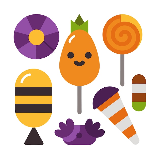 Flat Halloween Candy Vector Collection