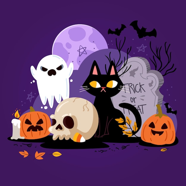 flat_halloween_cat_free_vector