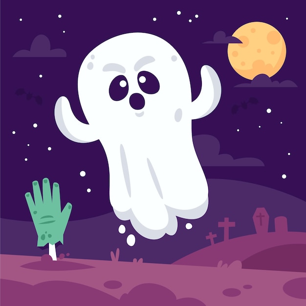 Flat halloween ghost illustration