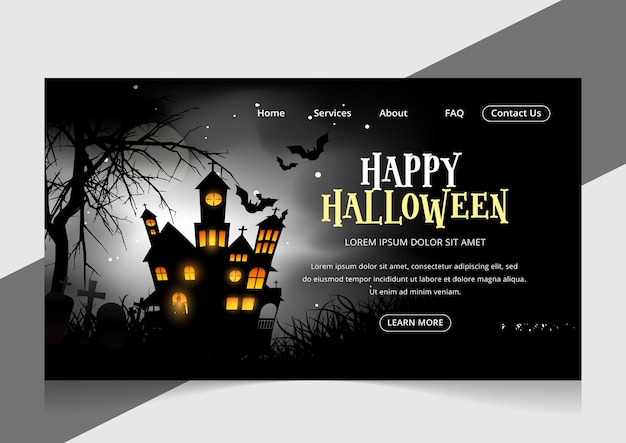 Flat halloween landing page design pumpkin template