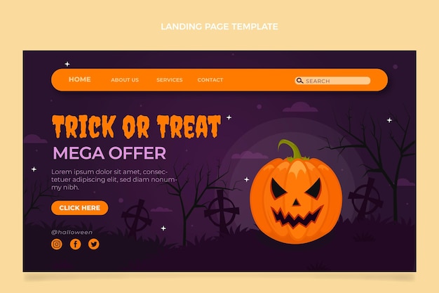 Flat halloween landing page template