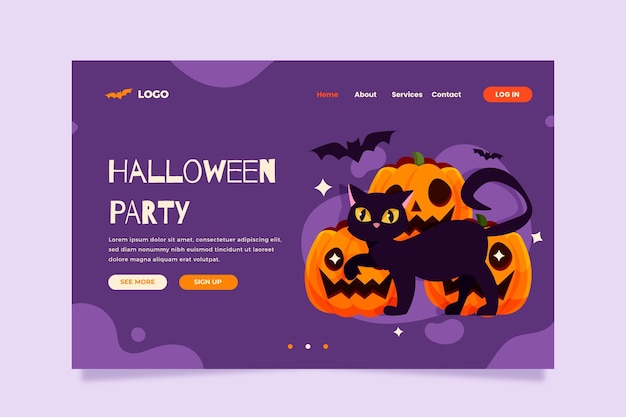 Flat halloween landing page template