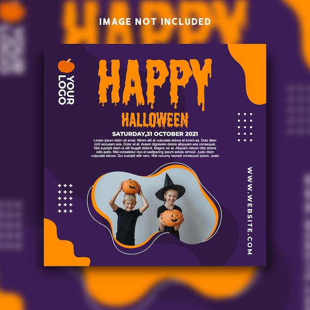 flat halloween party social media post design template