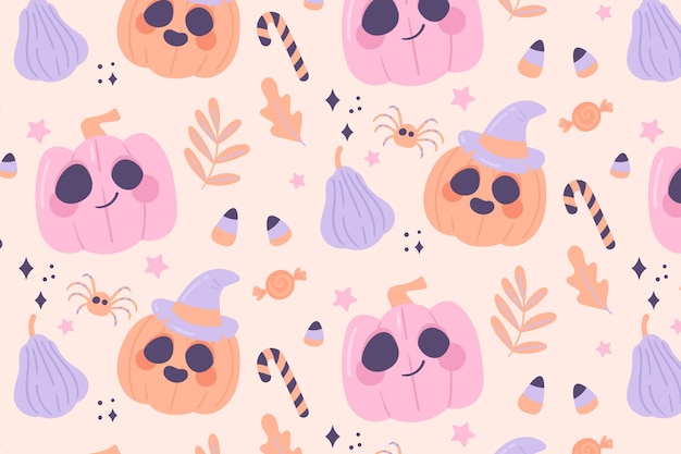 Flat halloween pastel pattern background