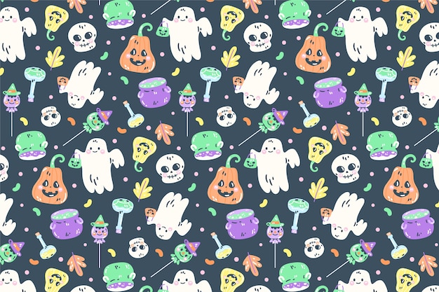 Vector flat halloween pastel pattern background