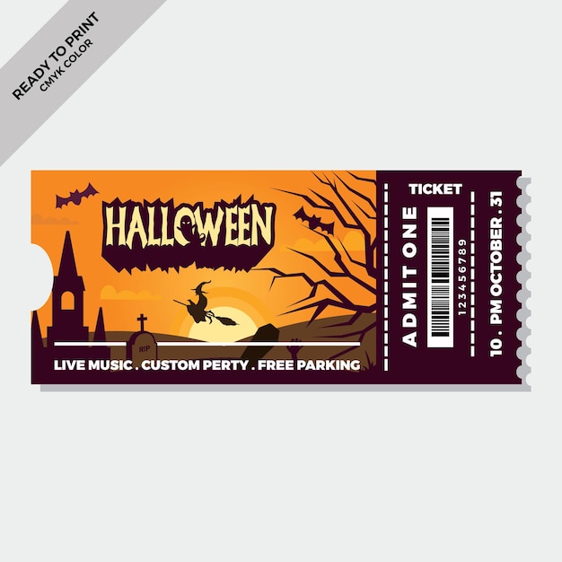 Flat halloween tickets template