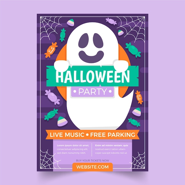 Flat halloween vertical poster template