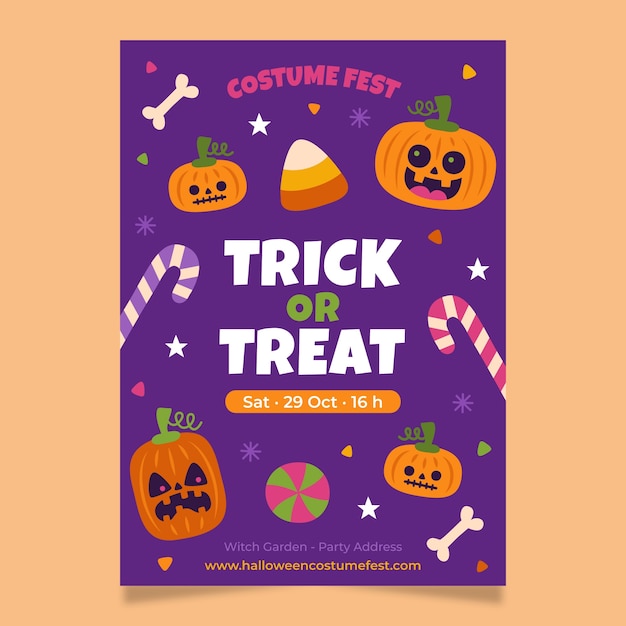 Flat halloween vertical poster template