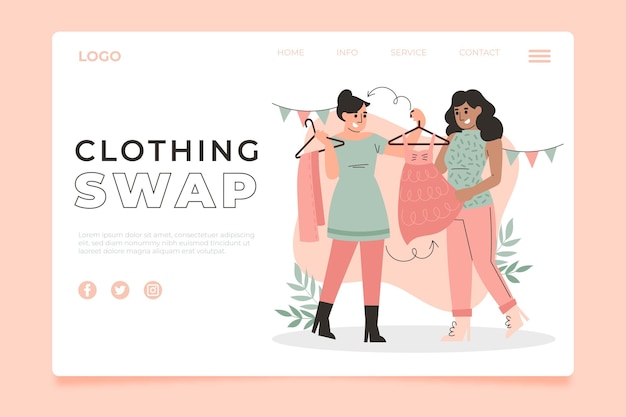 Flat-hand drawn clothing swap landing page