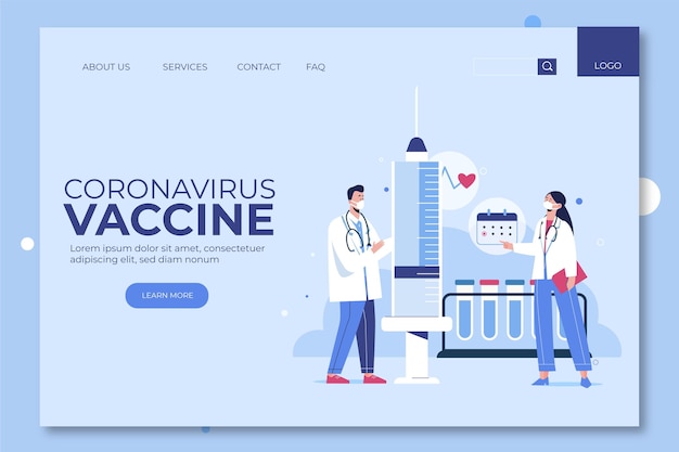 Flat-hand drawn coronavirus vaccine landing page