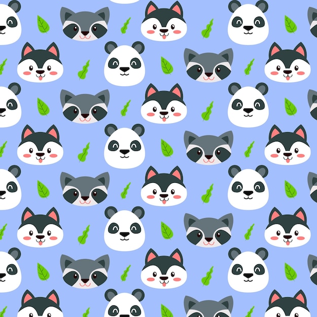 Flat hand drawn cute pet cartoon seamless pattern