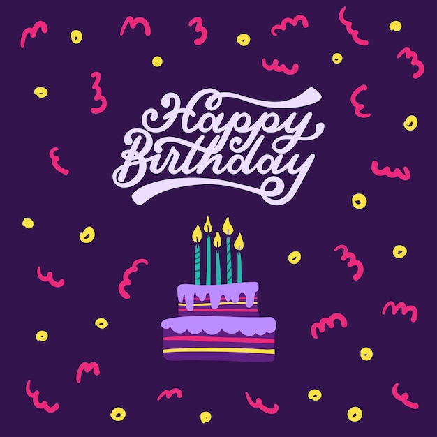 Flat hand drawn phrase Happy Birthday