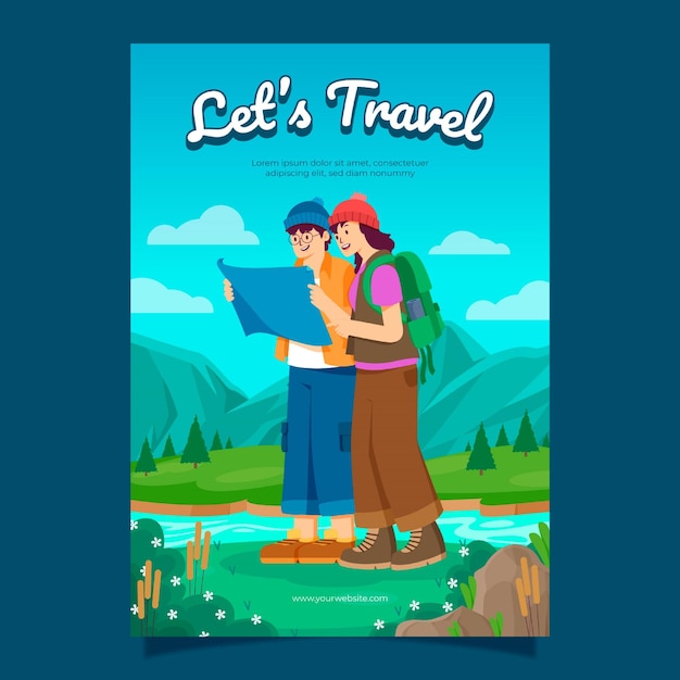 Flat Hand drawn Traveling poster - flyer