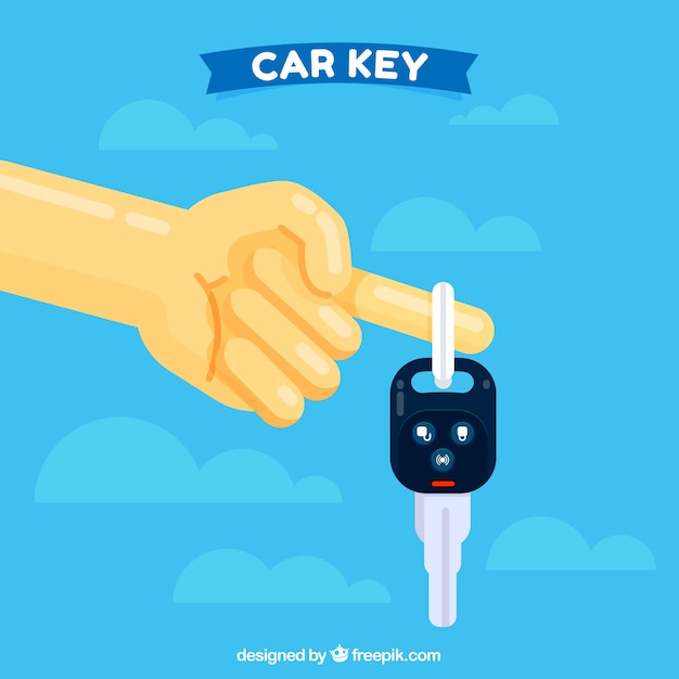 Flat hand holding car key background