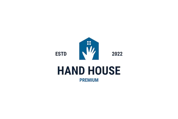 Flat hand house logo design vector template illustration idea